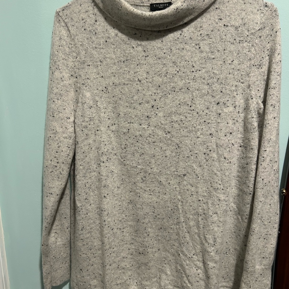 Talbots Cashmere Gray Speckled Turtleneck Sweater